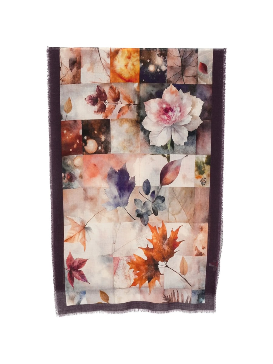 D'aniello D'aniello Leaf-print Frayed Scarf