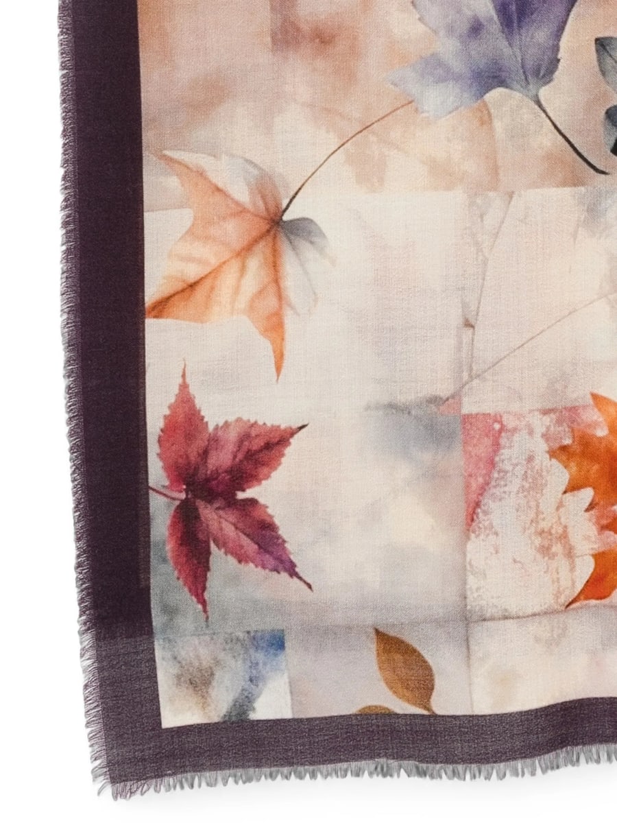 D'aniello D'aniello Leaf-print Frayed Scarf, view 3