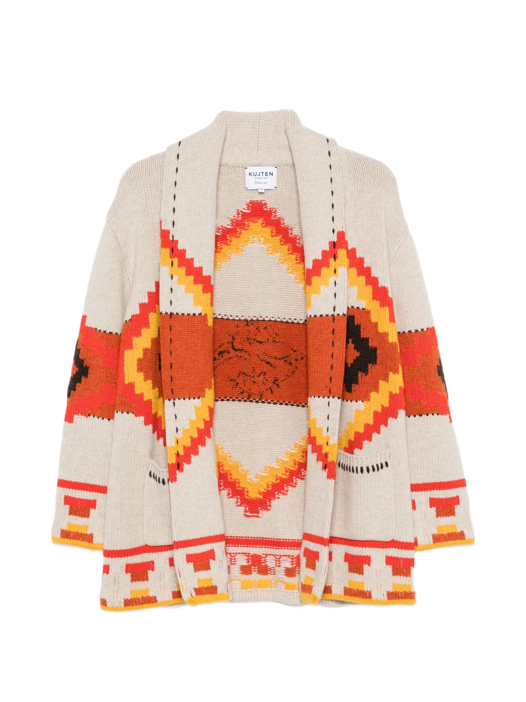 Kujten Kujten Intarsia-knit Shawl-collar Cardigan