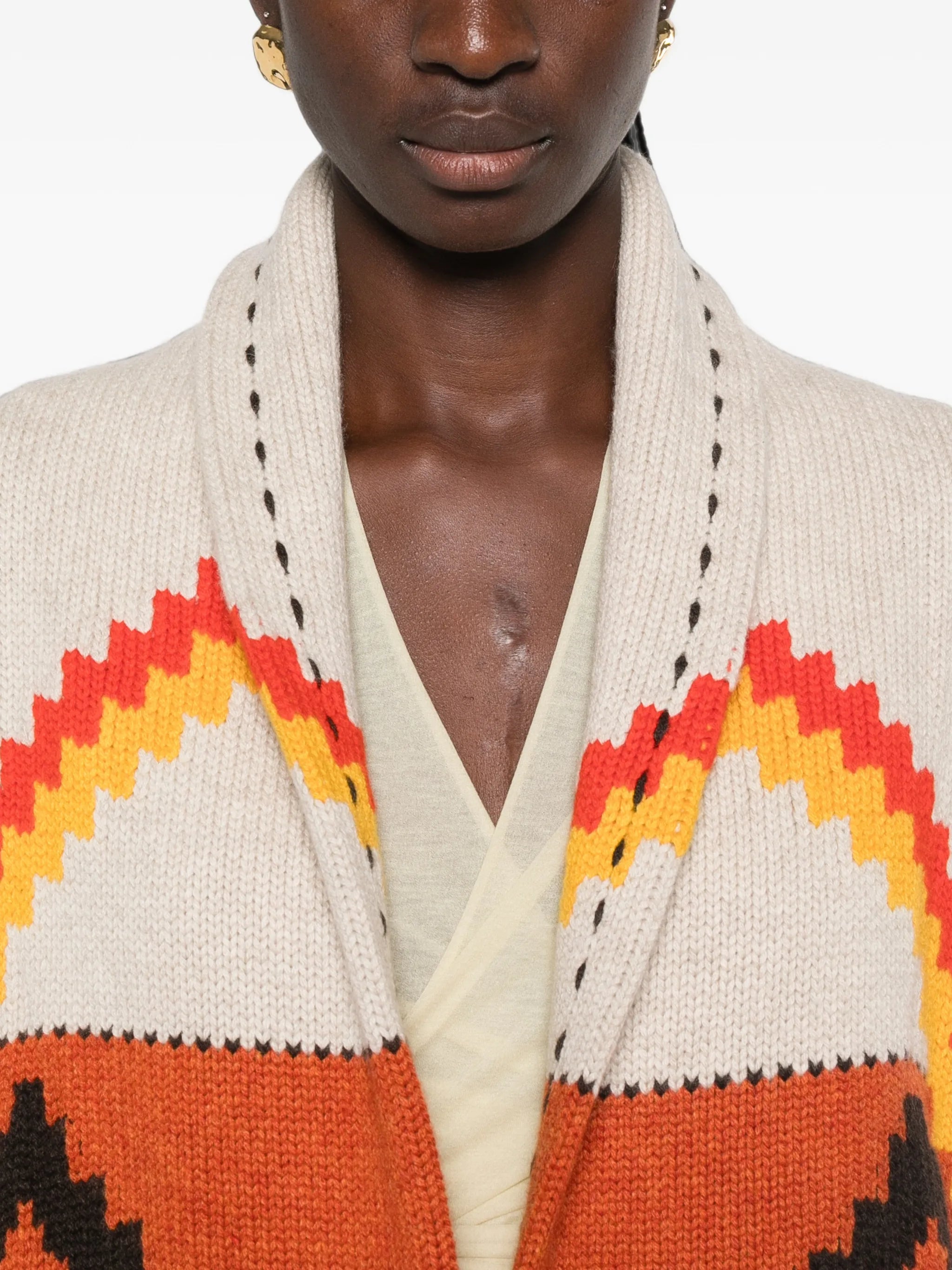 Kujten Kujten Intarsia-knit Shawl-collar Cardigan, view 2