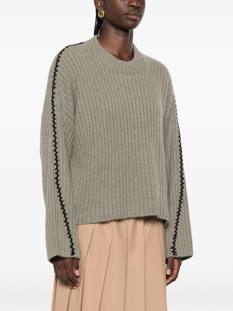 Kujten Kujten Ribbed Whipstitch-trim Sweater, view 3