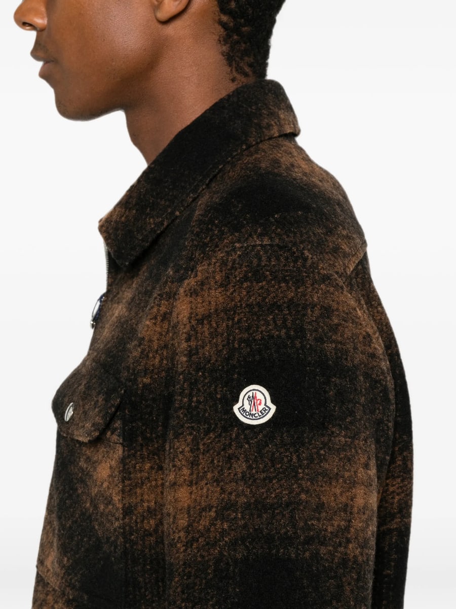 Moncler Moncler Check-pattern Zip-up Overshirt, view 4