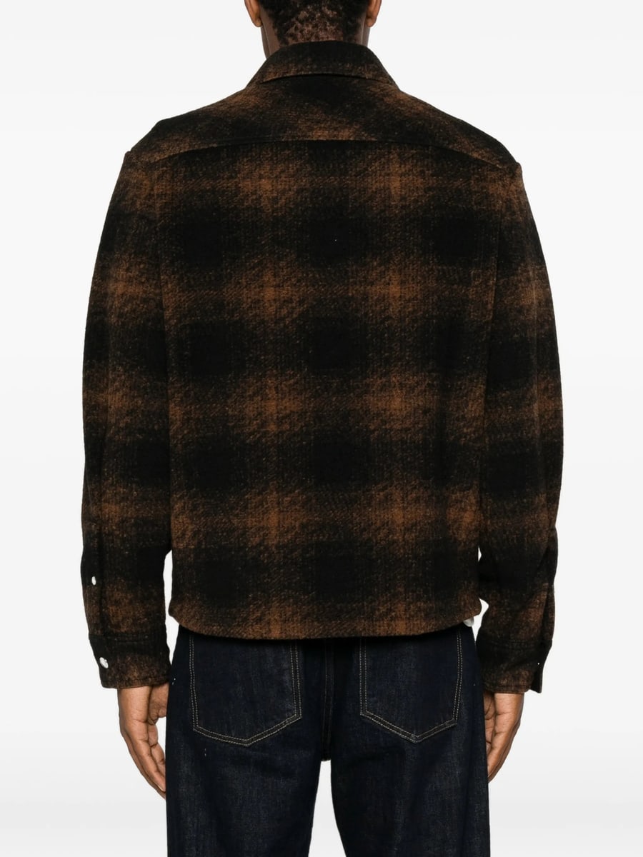 Moncler Moncler Check-pattern Zip-up Overshirt, view 5