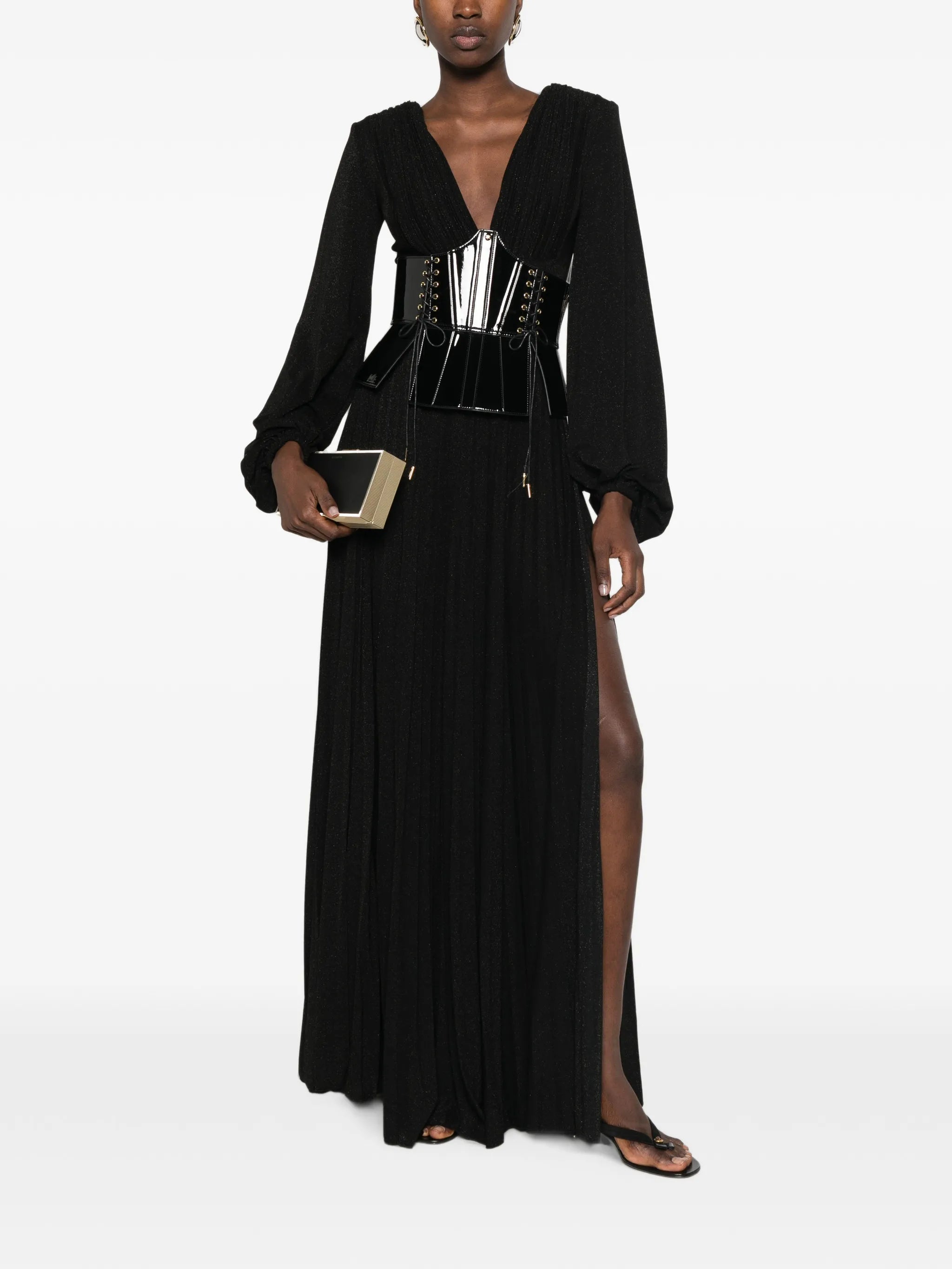 Elisabetta Franchi Elisabetta Franchi Corset-style Pleated Maxi Dress, view 2