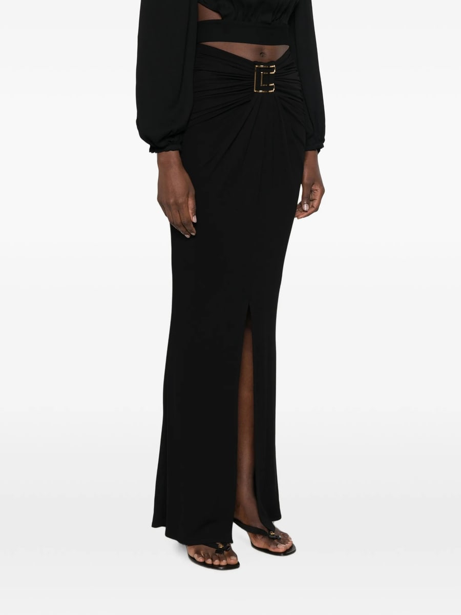 Elisabetta Franchi Elisabetta Franchi Ruched Logo-plaque Skirt, view 2