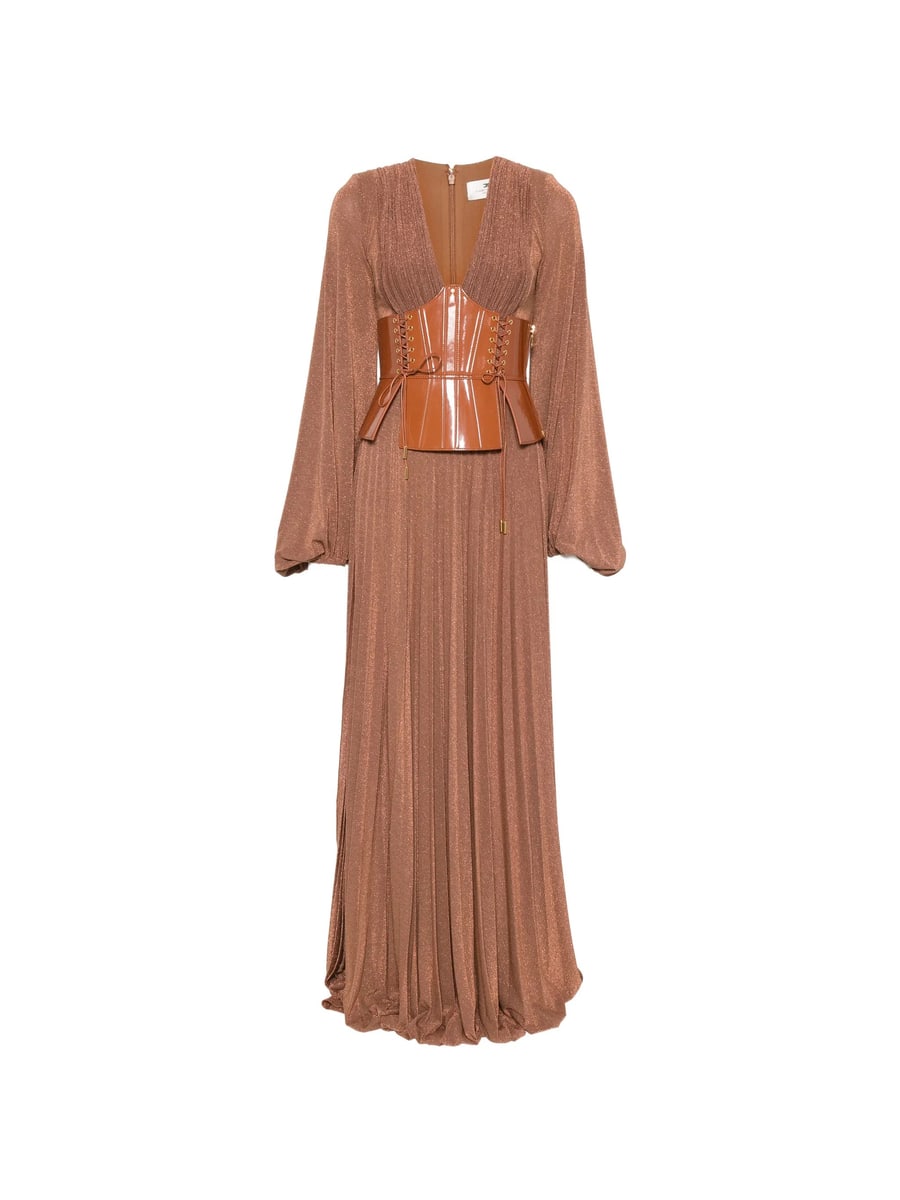 Elisabetta Franchi Elisabetta Franchi Pleated Lace-up Maxi Dress