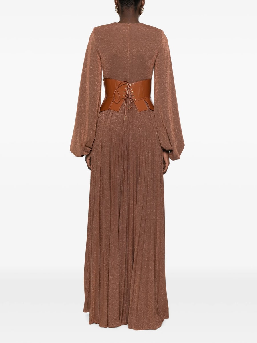 Elisabetta Franchi Elisabetta Franchi Pleated Lace-up Maxi Dress, view 2