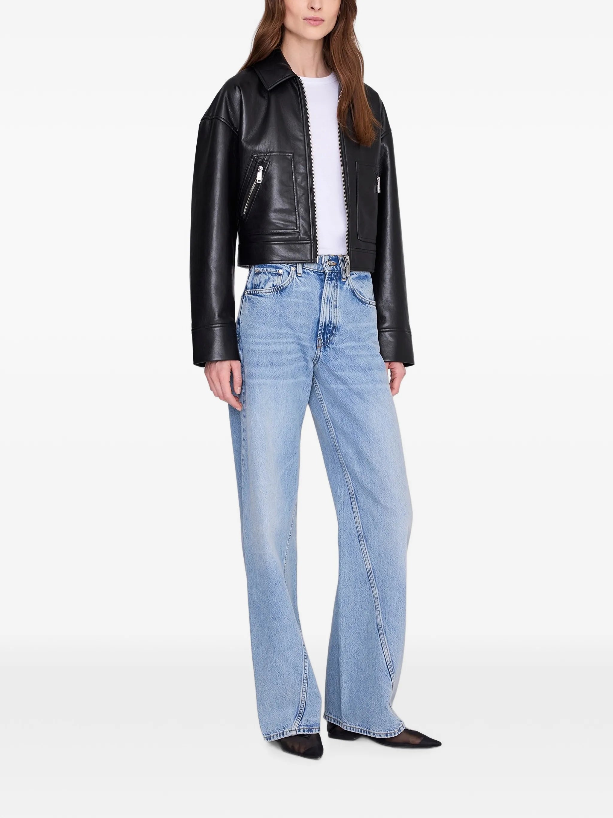 Anine Bing Anine Bing ASSAN JACKET - BLACK RECYCLED LEATHER, view 2