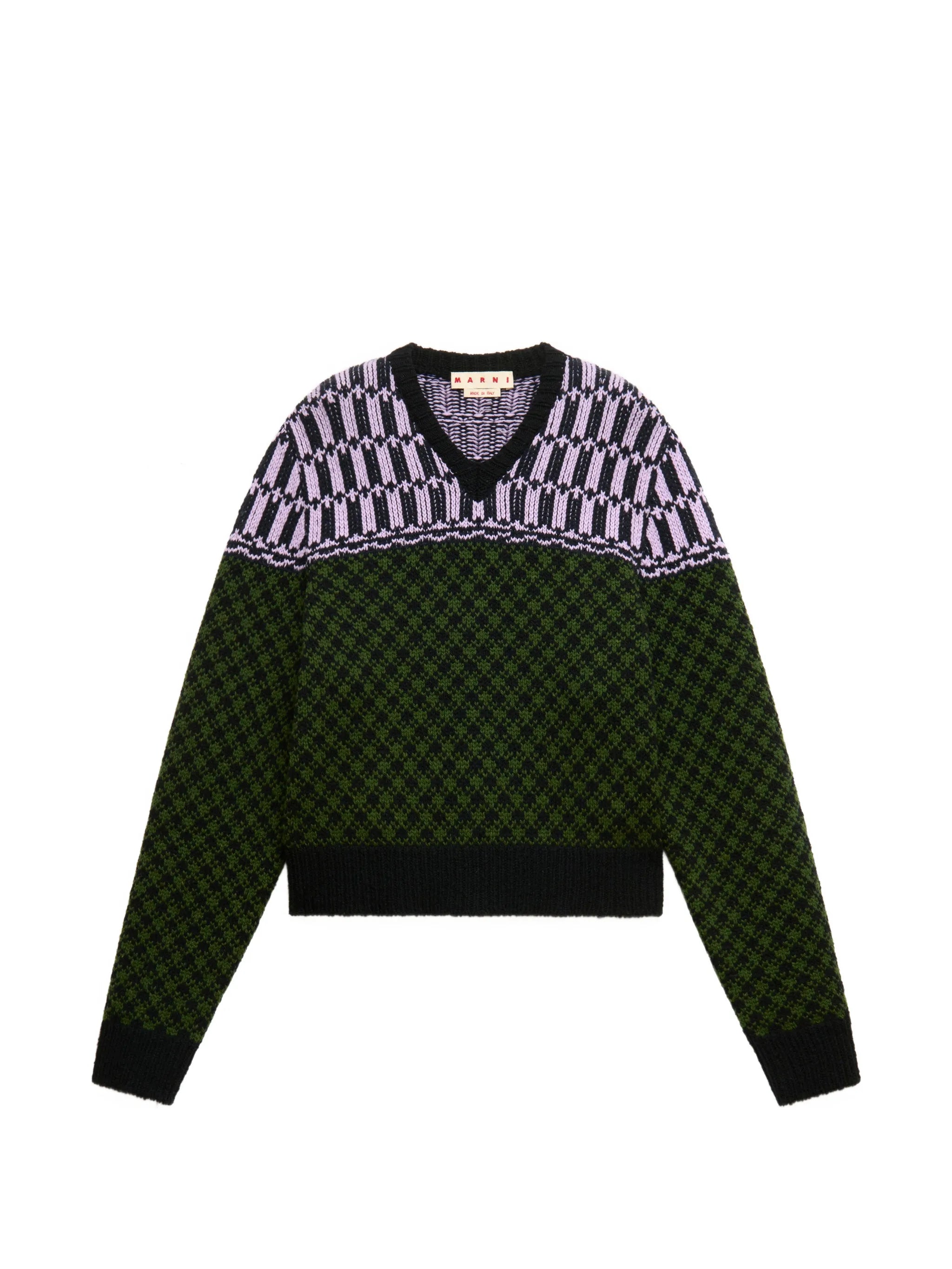 Marni Marni Jacquard-knit Geometric-motif Sweater