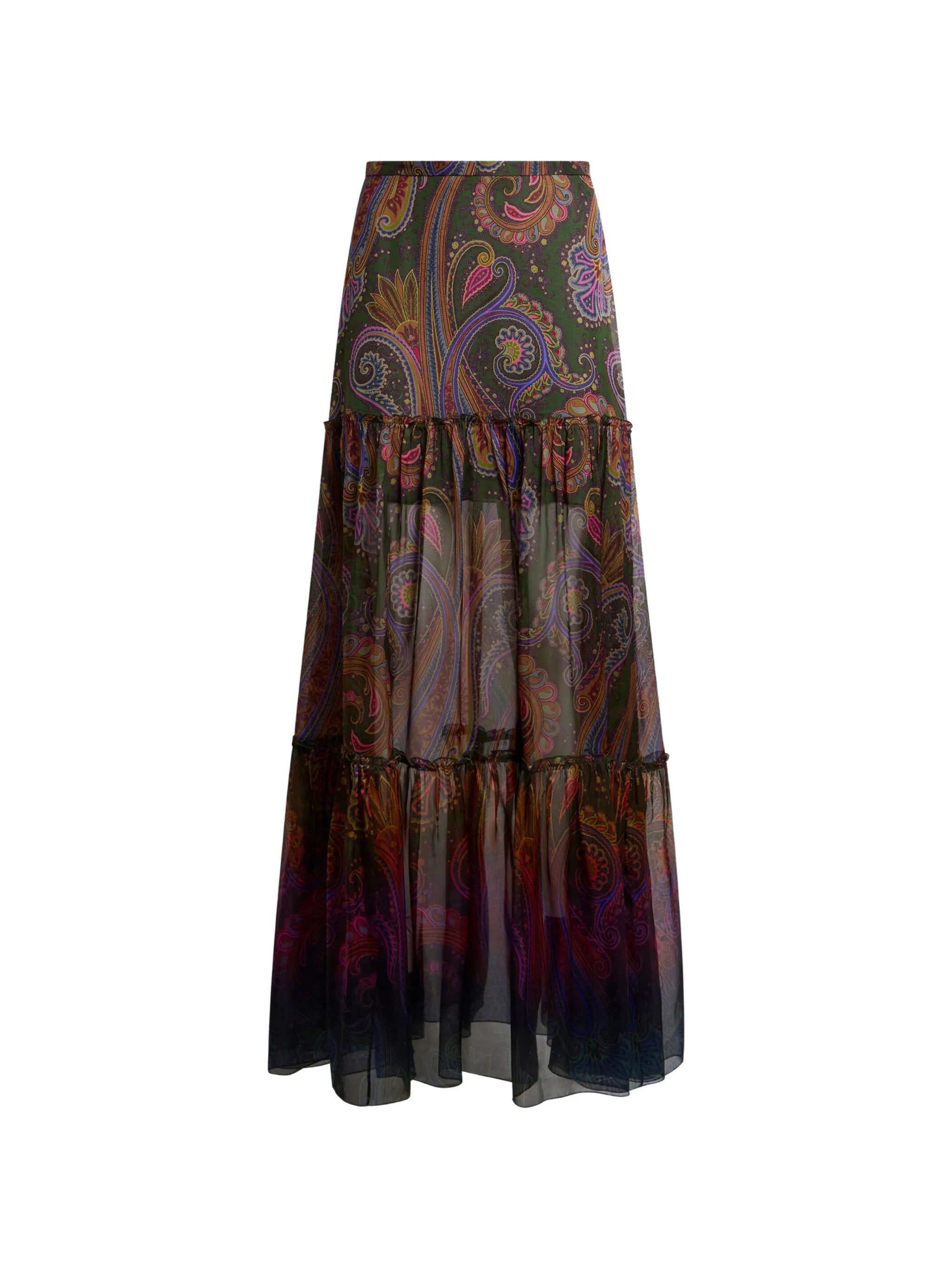 Etro Etro Silk Maxi Skirt With Placed Paisley Print