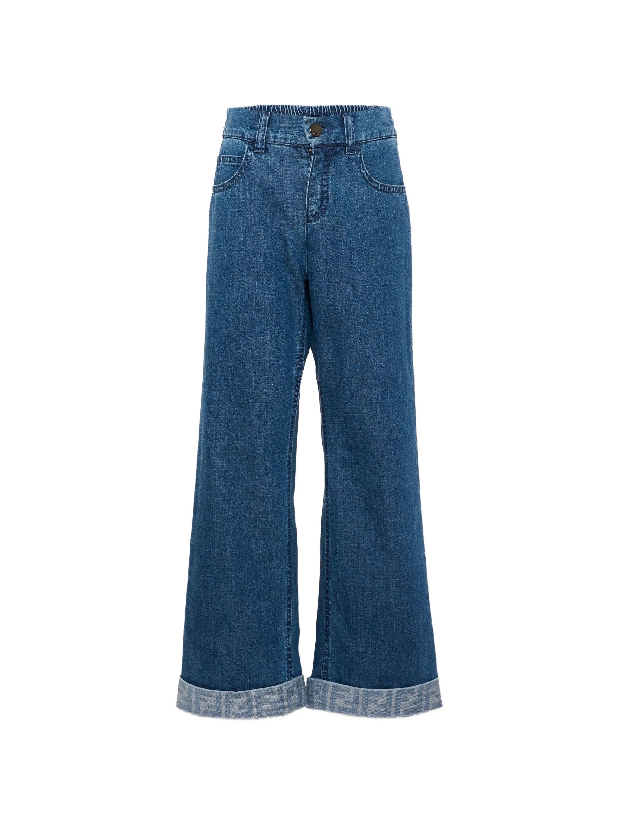 Fendi Fendi FF Logo Turn-up Jeans
