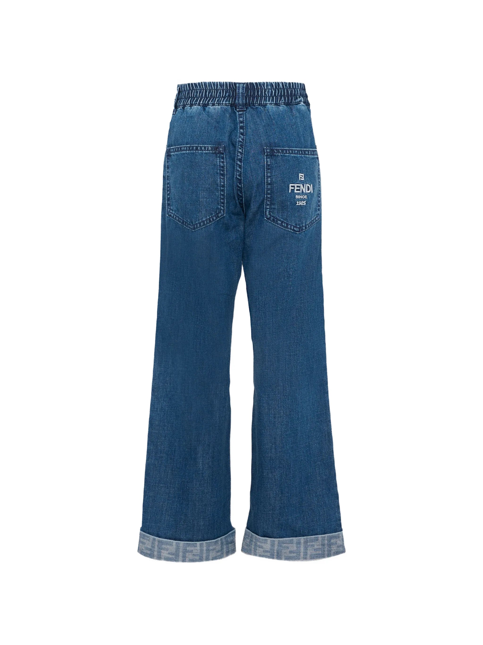 Fendi Fendi FF Logo Turn-up Jeans, view 2