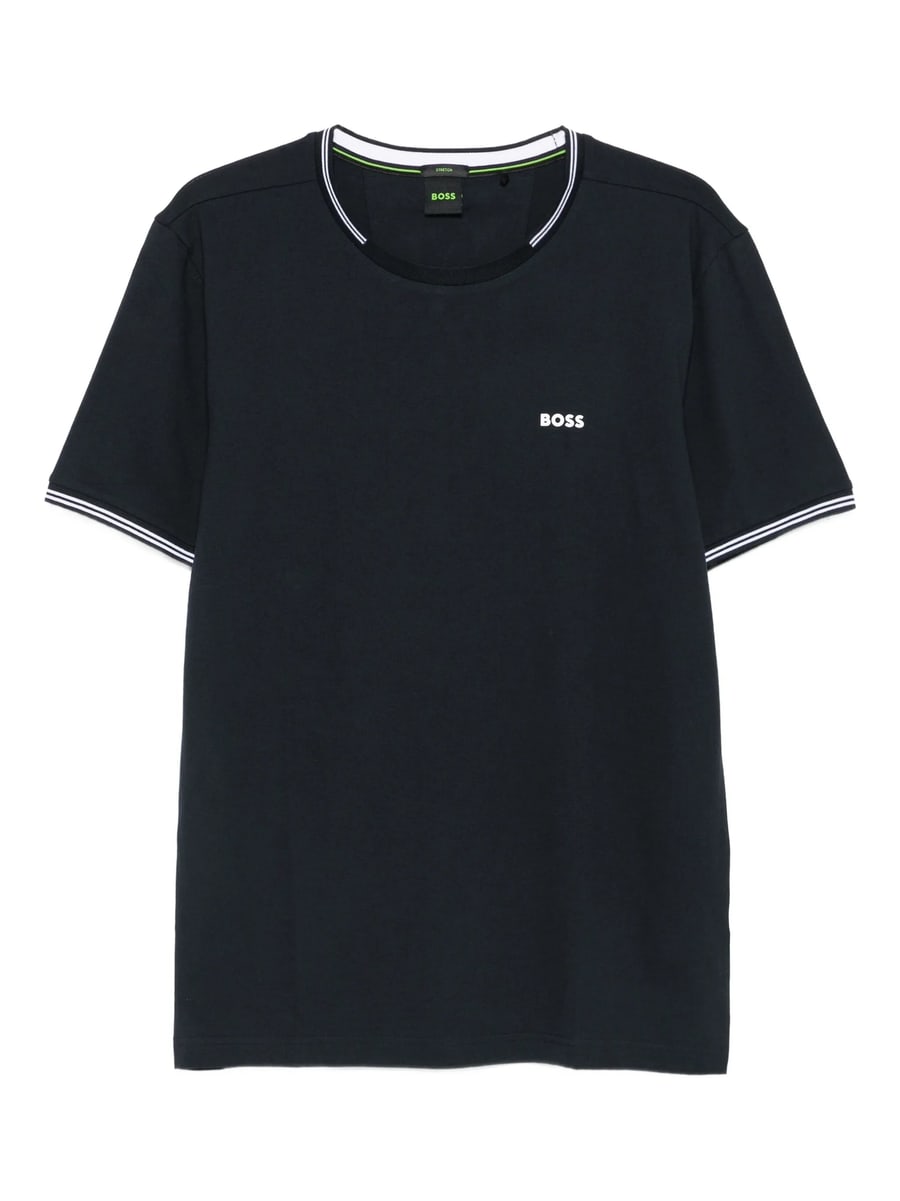 Boss Boss Stretch-cotton T-shirt With Stripes And Logo