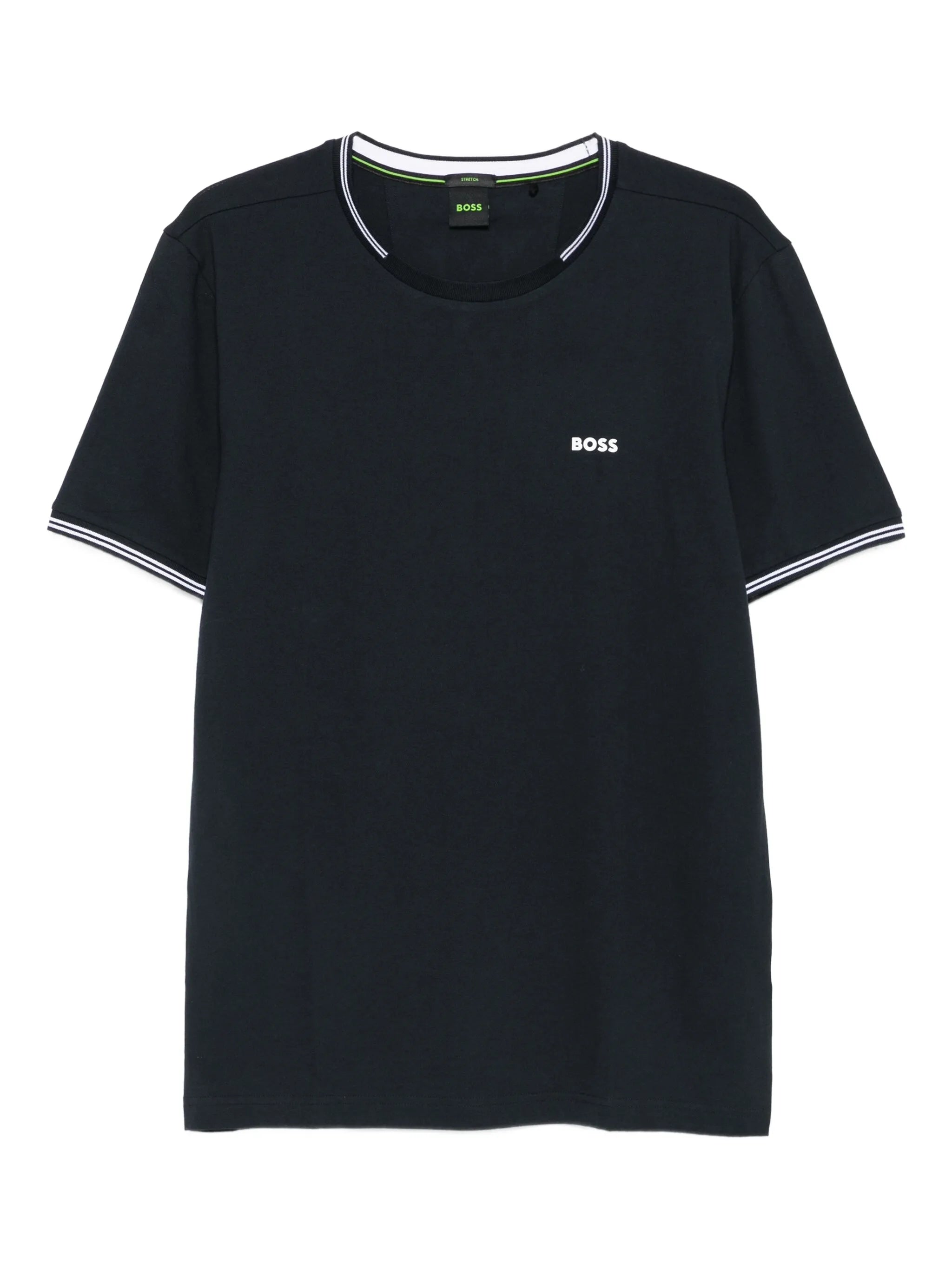 Boss Boss Stretch-cotton T-shirt With Stripes And Logo