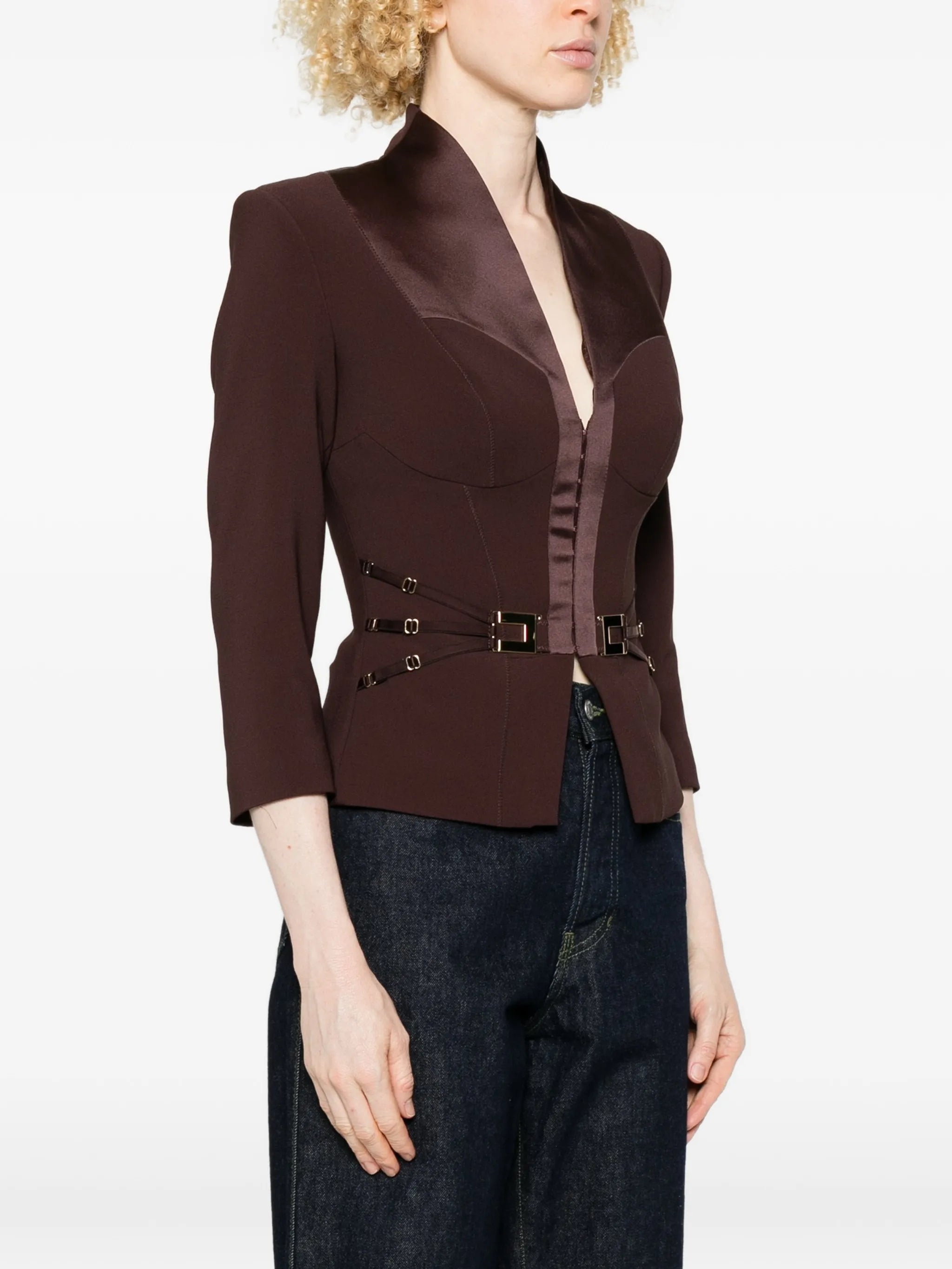 Elisabetta Franchi Elisabetta Franchi Jacket In Double Layer Crêpe And Satin Fabrics, view 2