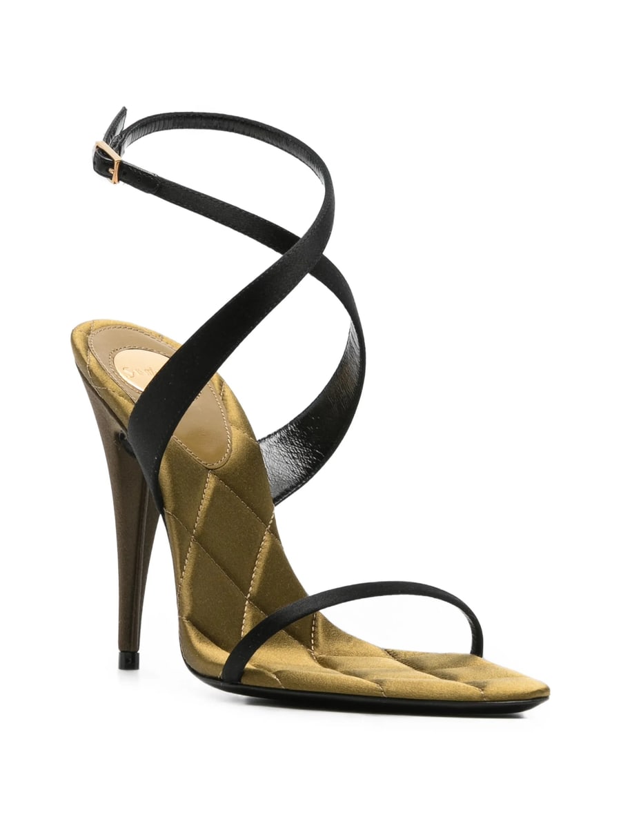 Saint Laurent Saint Laurent Ivresse Quilted Crossover-strap Sandals, view 4