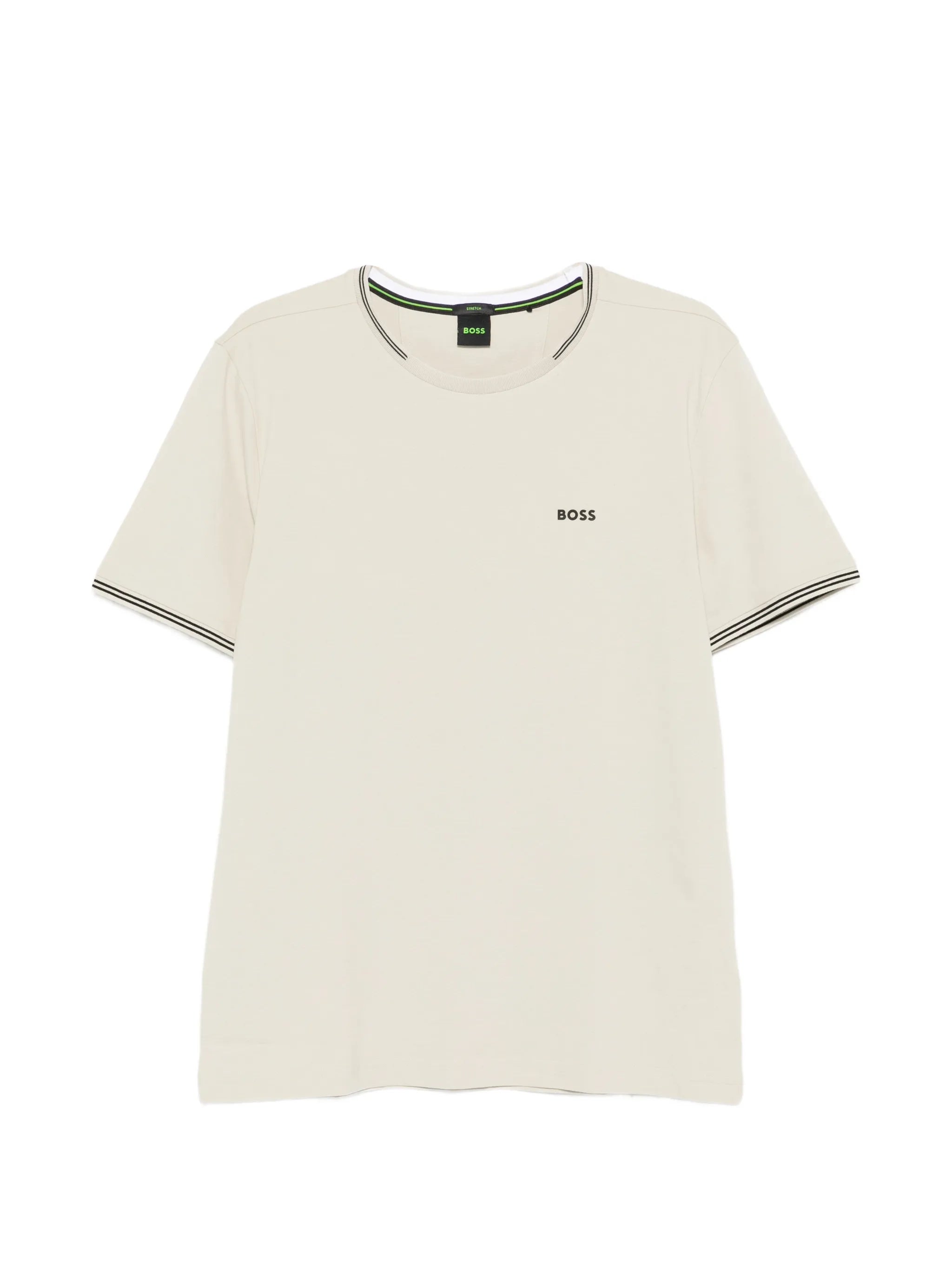 Boss Boss Stretch-cotton T-shirt With Stripes And Logo