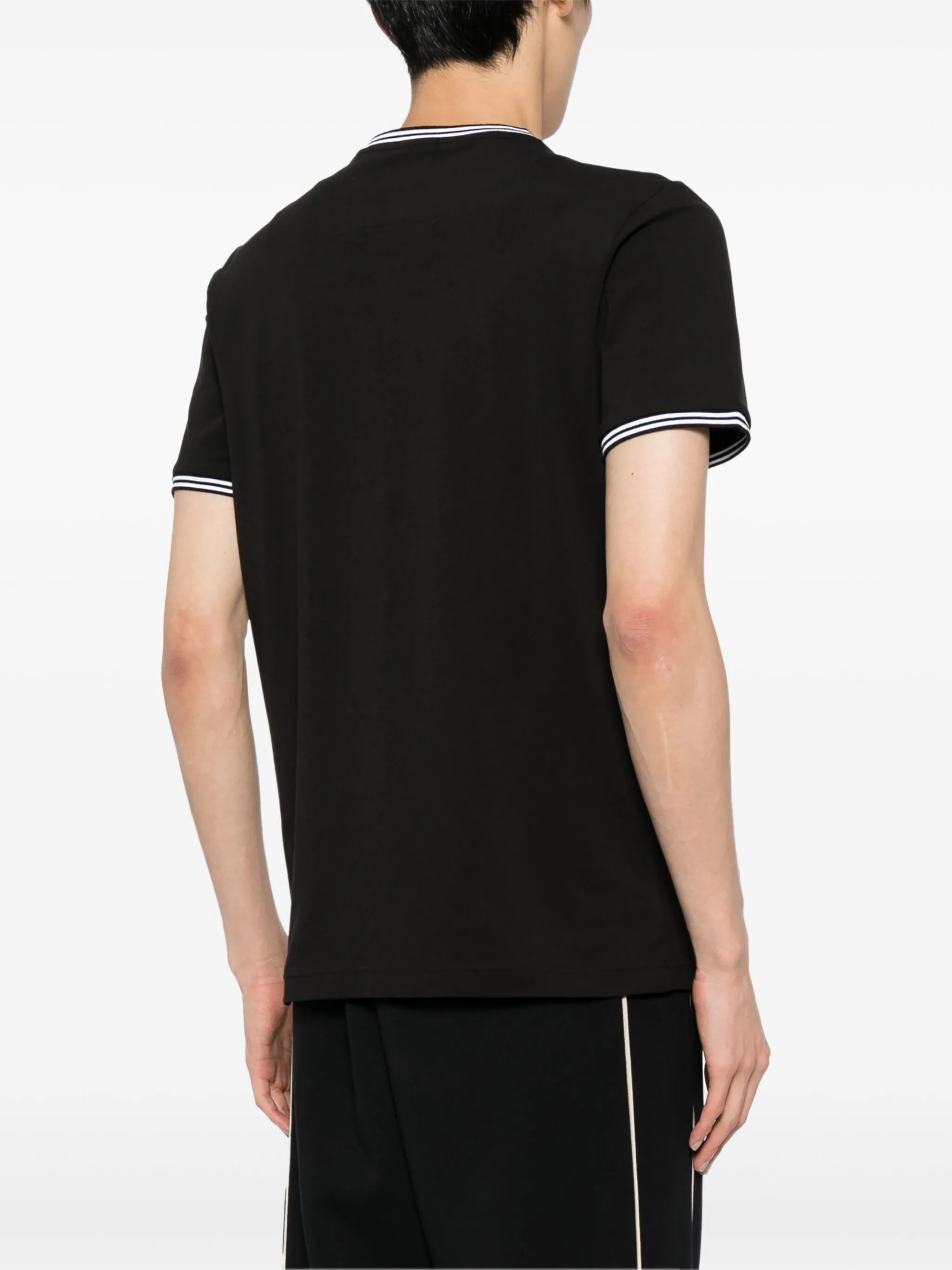 Boss Boss Stretch-cotton T-shirt With Stripes And Logo, view 2