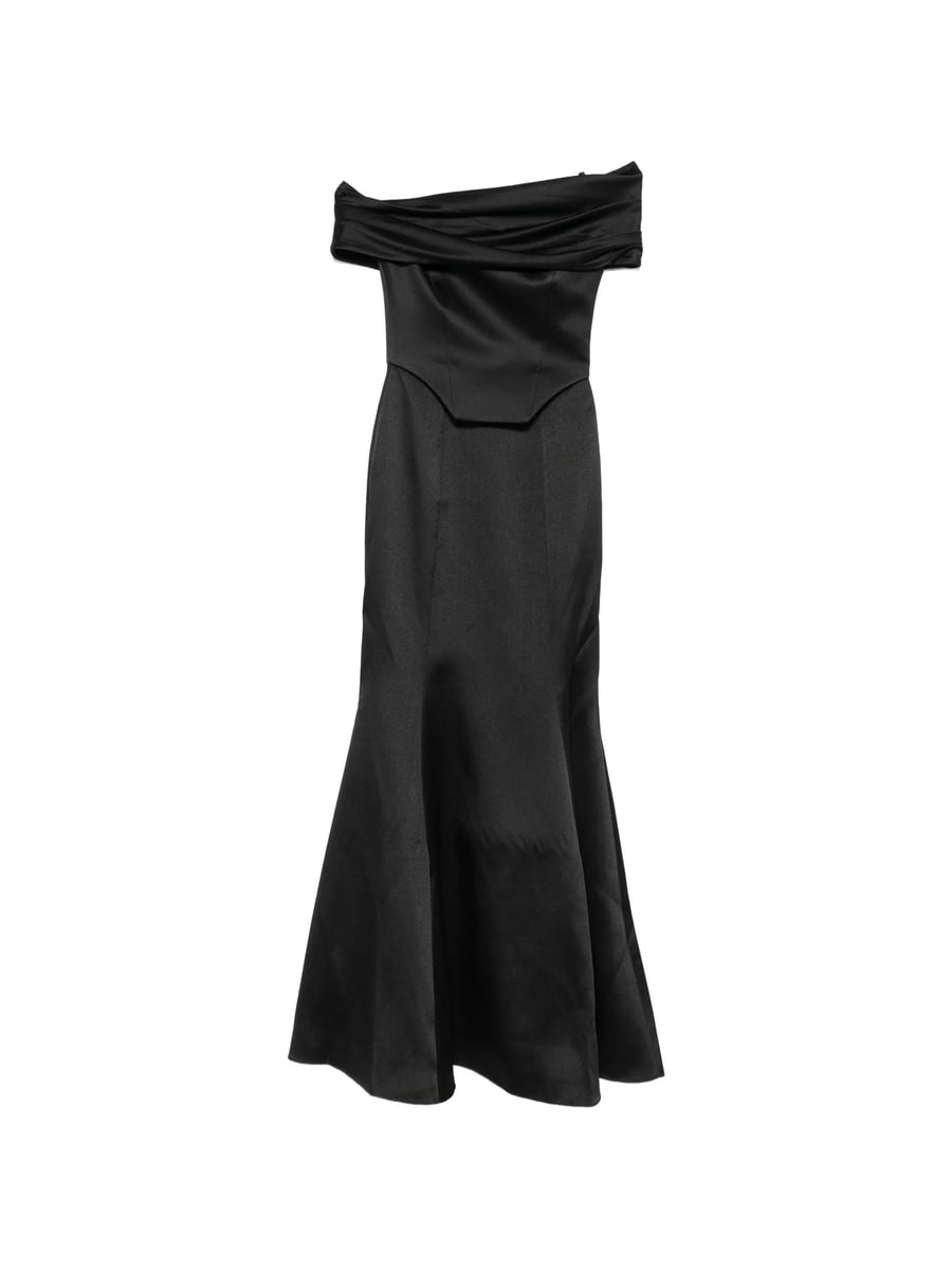 Solace London Solace London Off-shoulder Satin-finish Maxi Dress