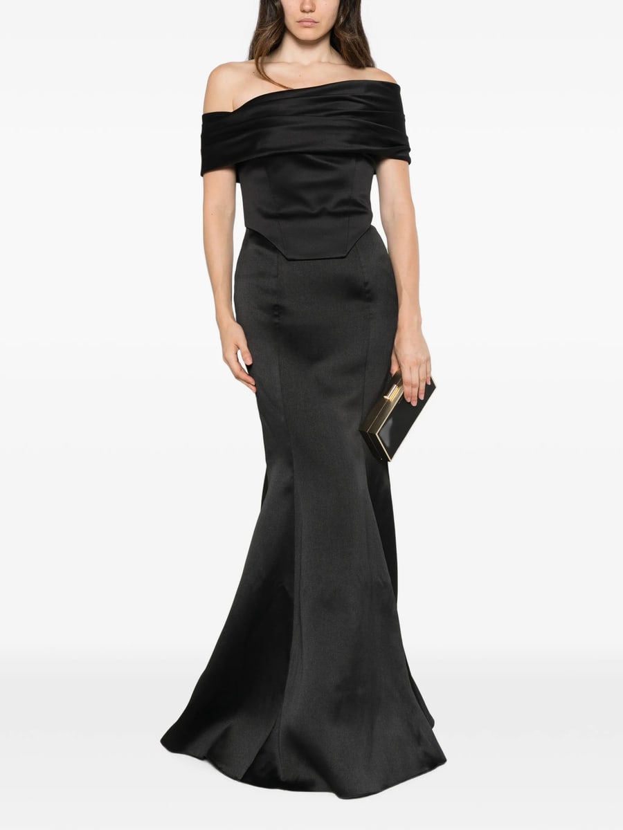 Solace London Solace London Off-shoulder Satin-finish Maxi Dress, view 2