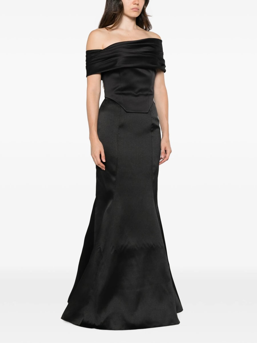 Solace London Solace London Off-shoulder Satin-finish Maxi Dress, view 4
