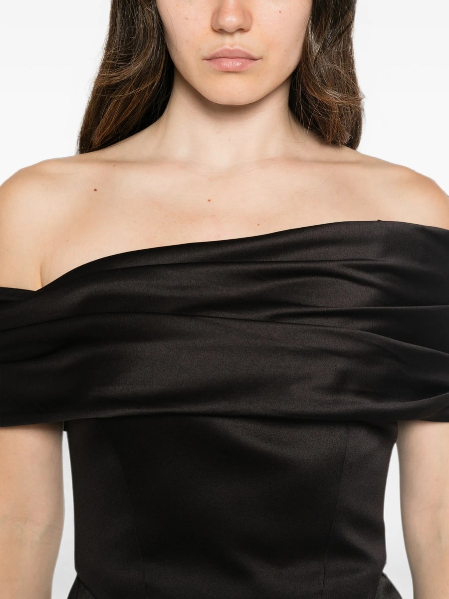 Solace London Solace London Off-shoulder Satin-finish Maxi Dress, view 5