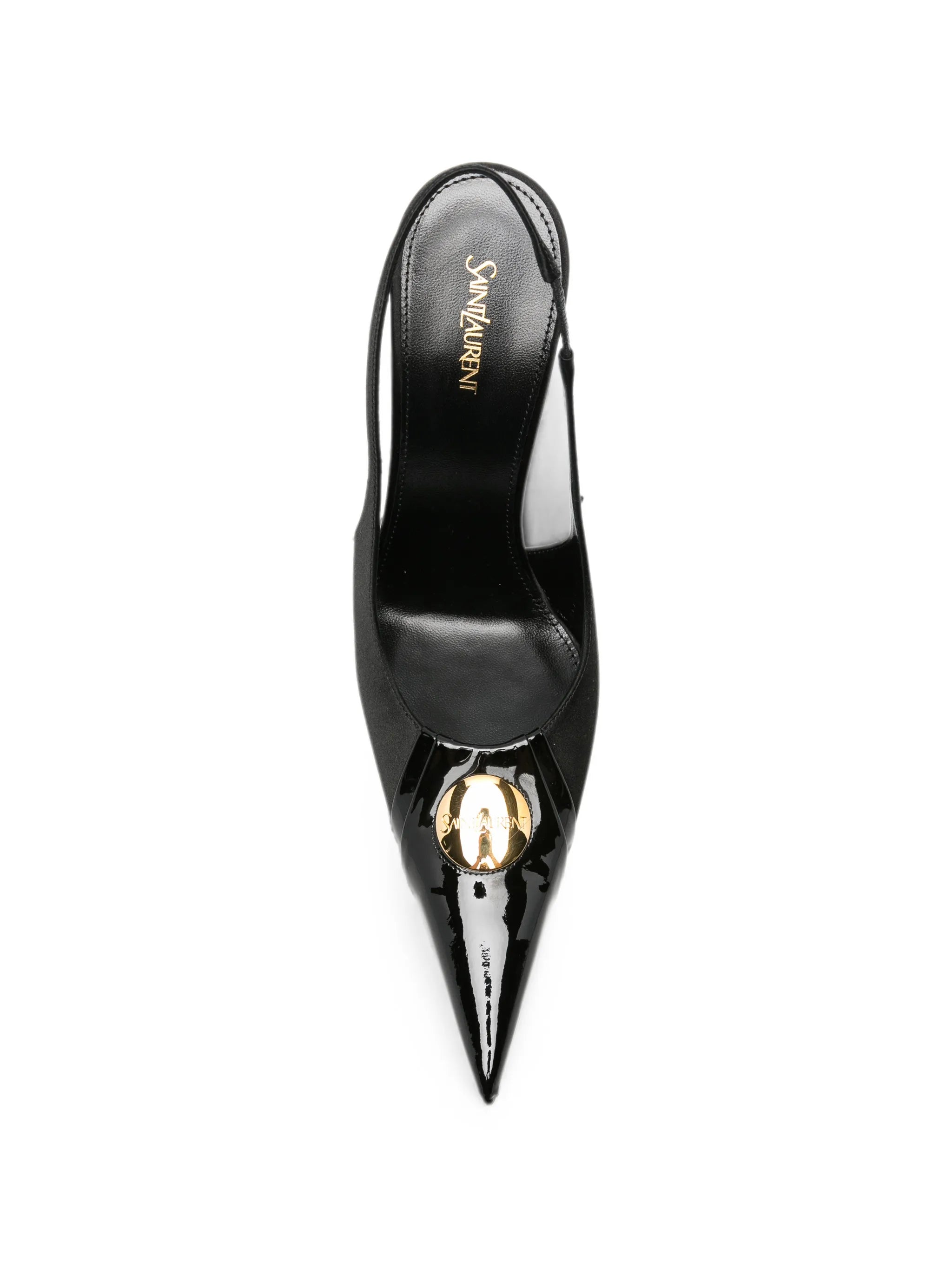 Saint Laurent Saint Laurent Louis Slingback Pumps In Patent Leather And Satin, view 2