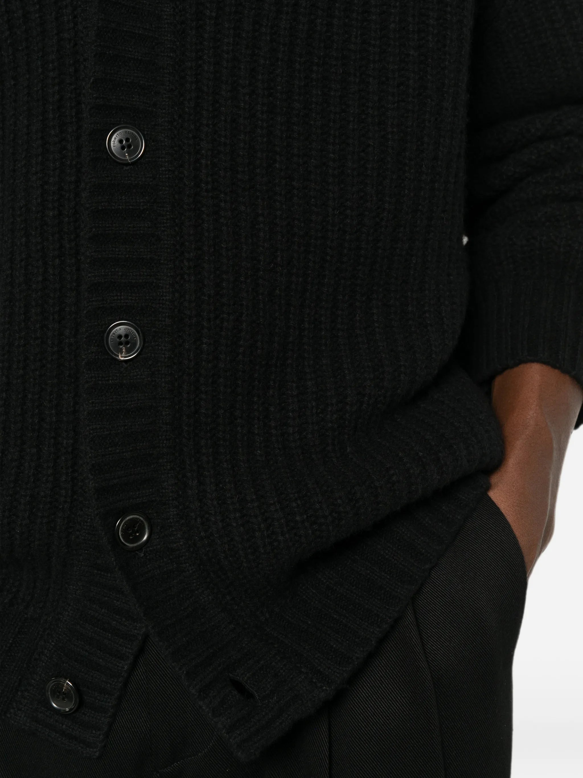 Roberto Collina Roberto Collina Ribbed-knit V-neck Cardigan, view 2