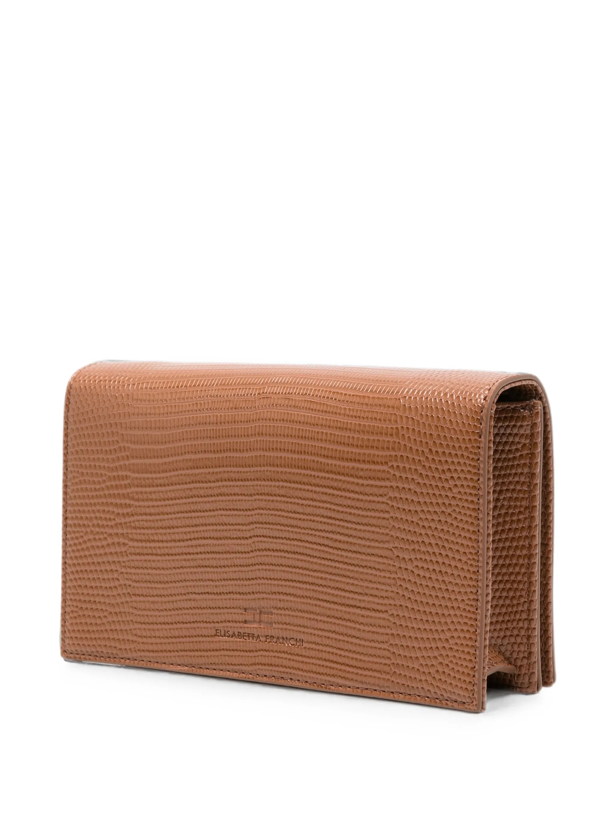 Elisabetta Franchi Elisabetta Franchi Reptile-effect Logo-plaque Clutch Bag, view 2
