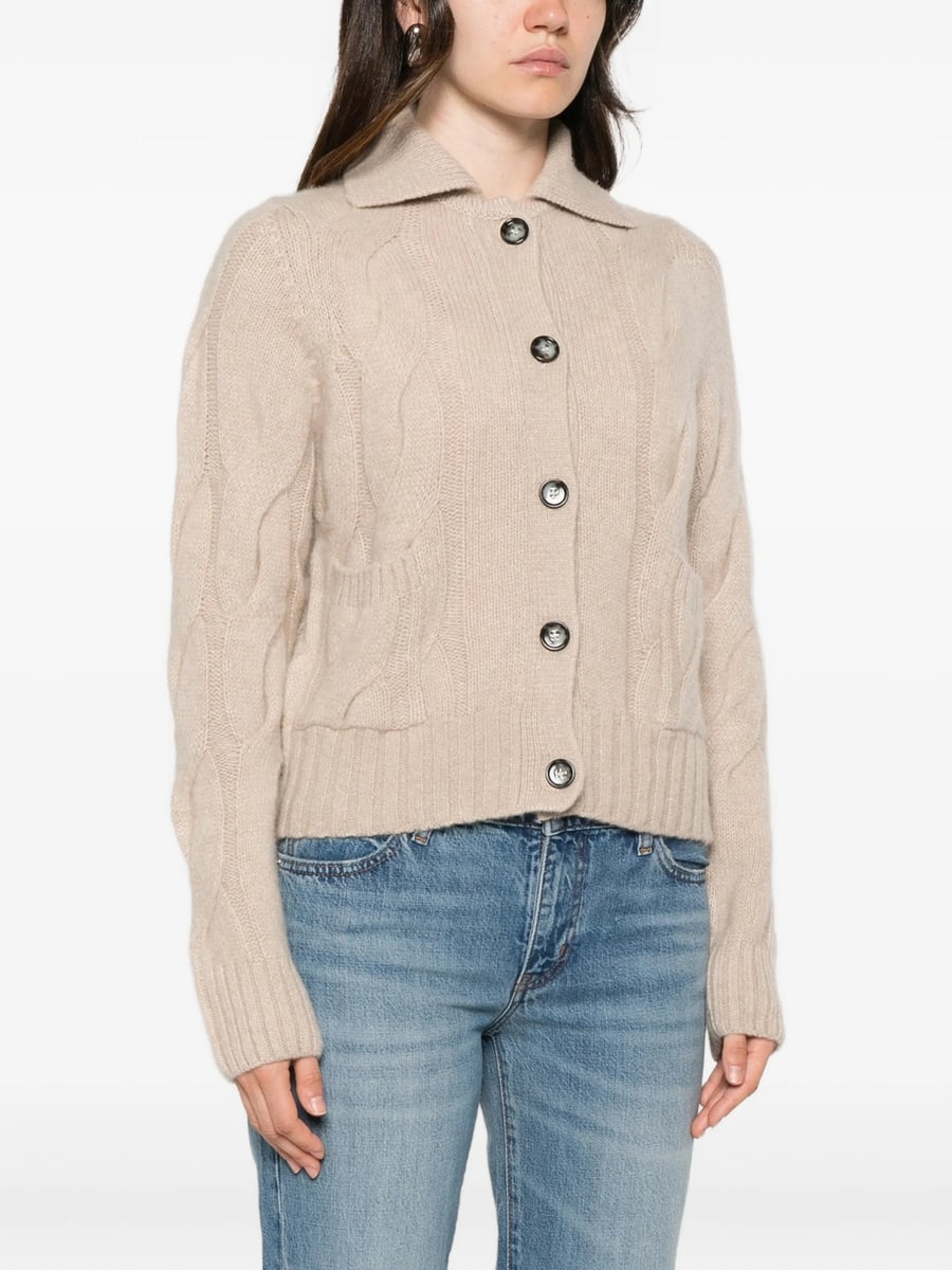 Allude Allude Cable-knit Button-up Cardigan, view 3