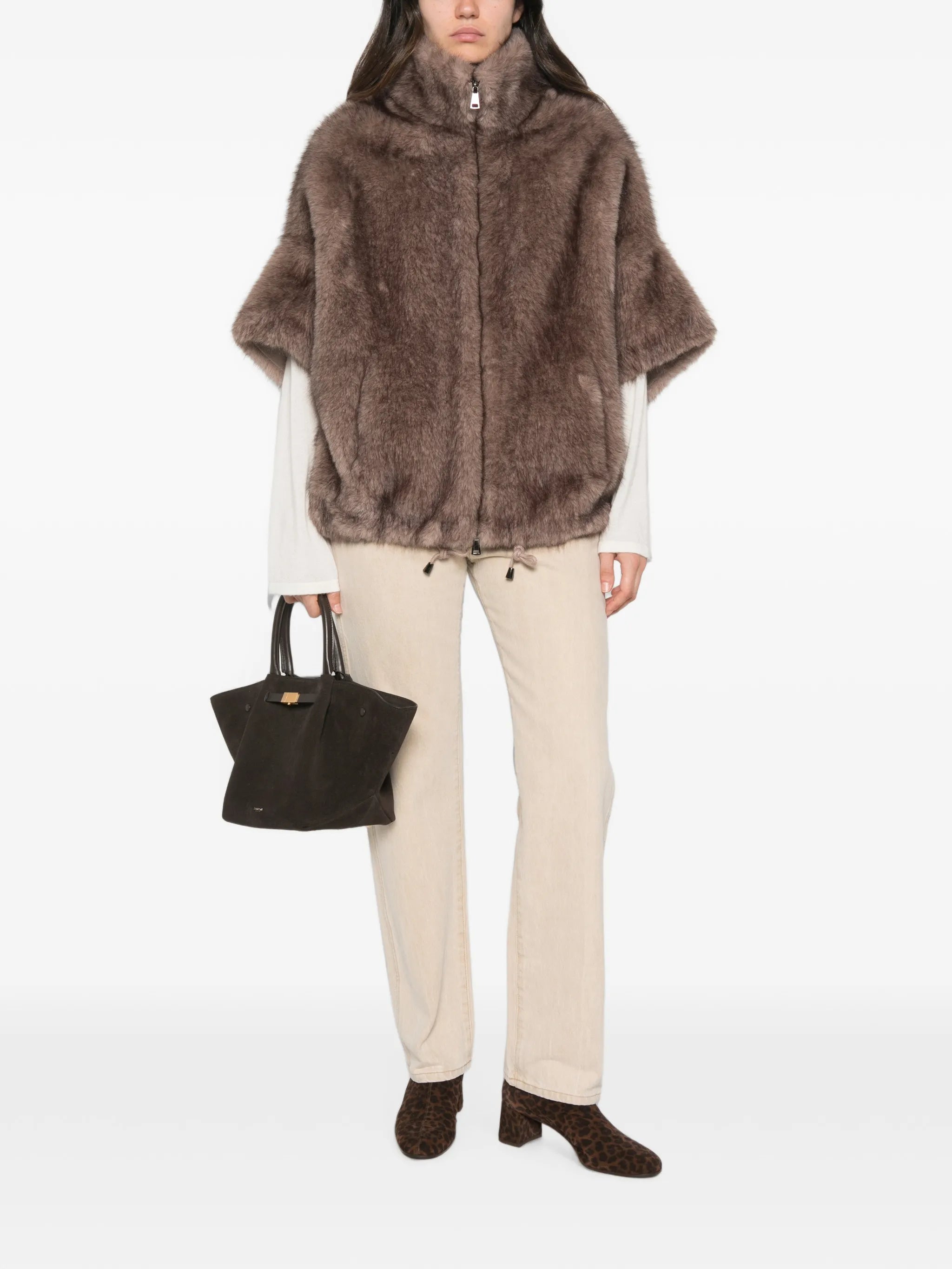 Valentini 1972 Valentini 1972 Faux-fur Funnel-neck Coat, view 2