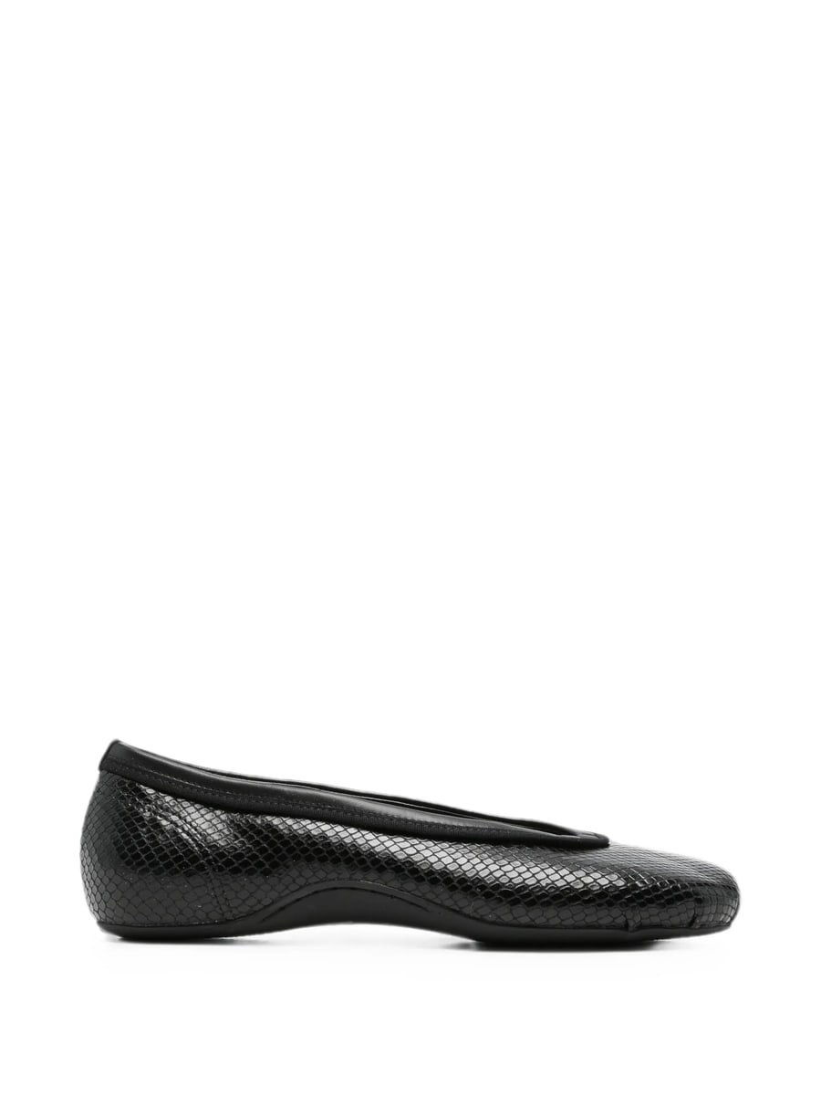Dries Van Noten Dries Van Noten Round-toe Snake-effect Ballet Flats
