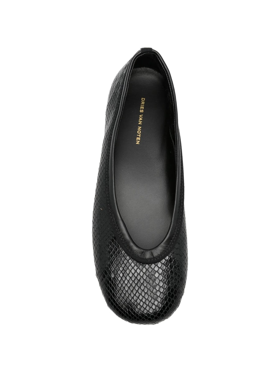 Dries Van Noten Dries Van Noten Round-toe Snake-effect Ballet Flats, view 3