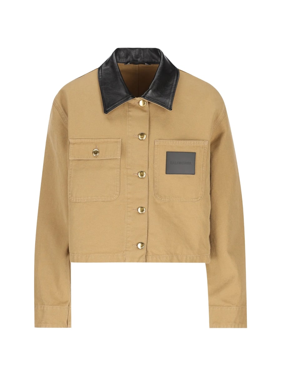 Balenciaga Balenciaga Leather-collar Cropped Jacket