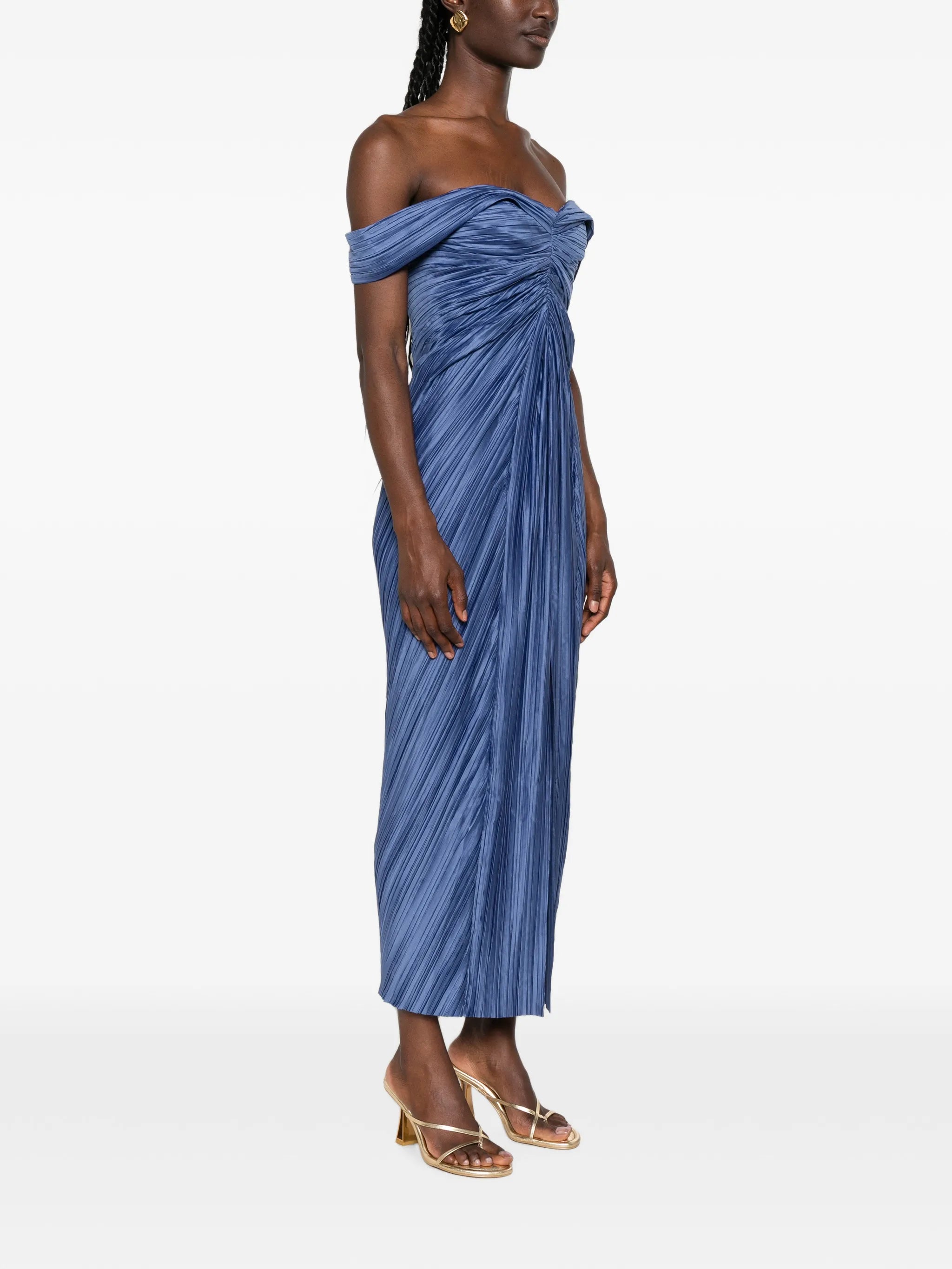 Cult Gaia Cult Gaia Natalie Off-shoulder Pleated Midi Dress, view 2