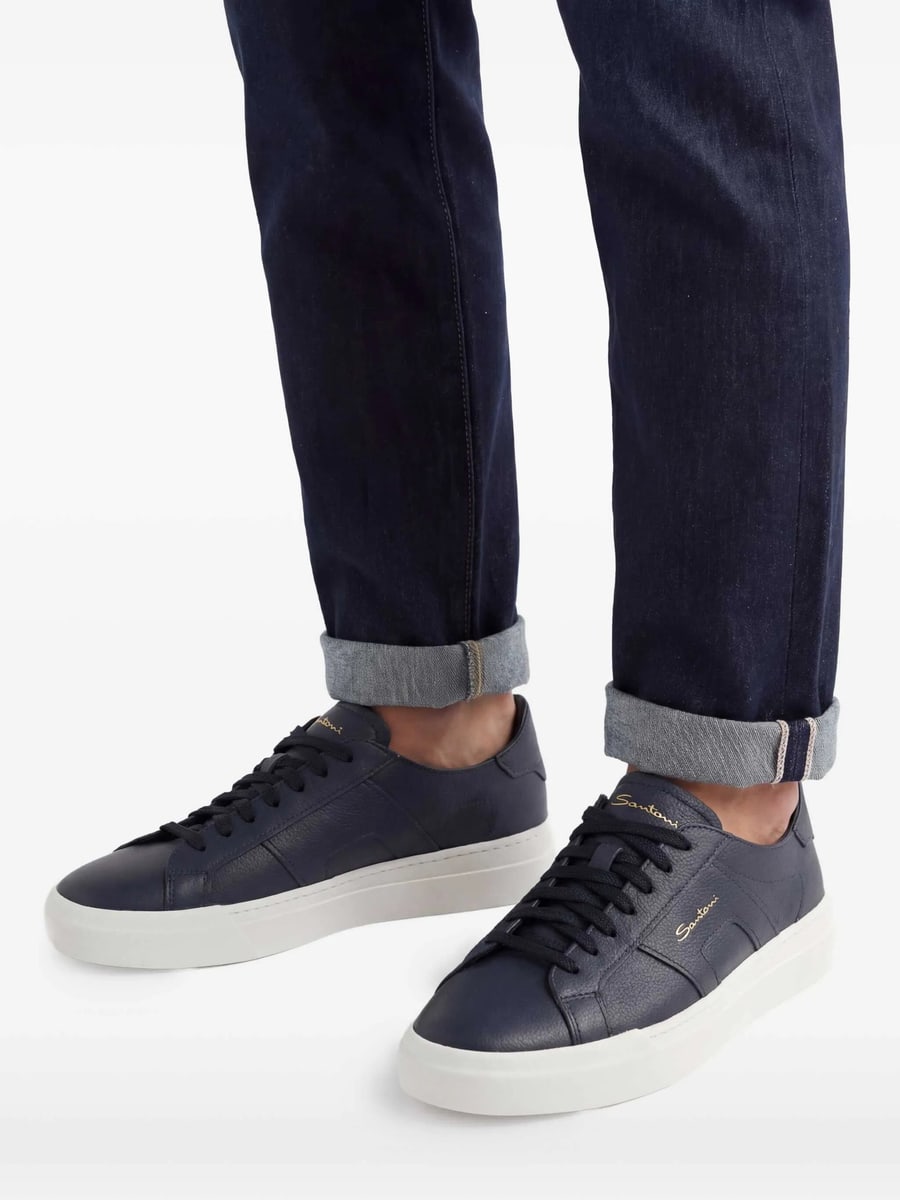 Santoni Santoni Grained Leather Sneakers, view 5