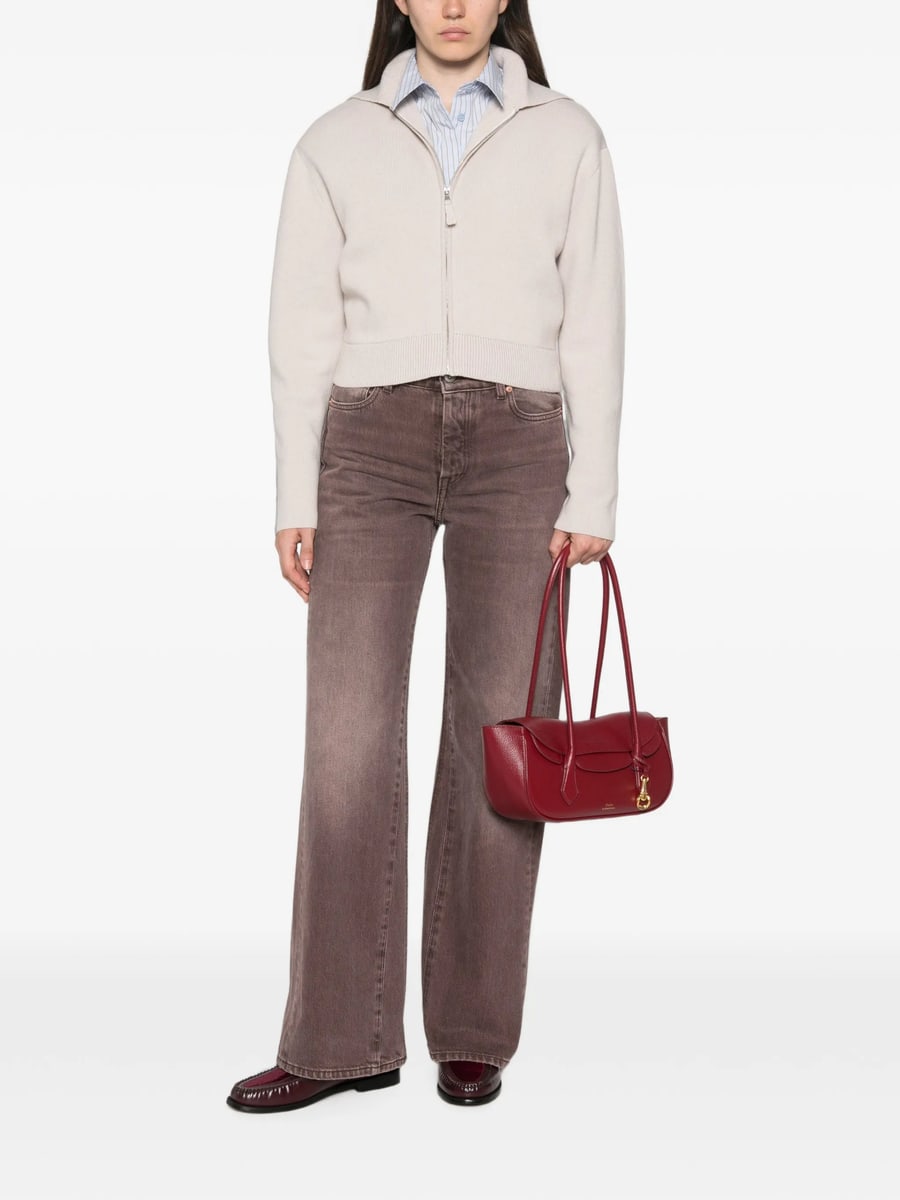 Allude Allude Zip-up Ribbed-trim Cardigan, view 4
