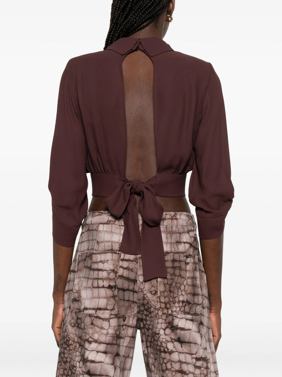 Elisabetta Franchi Elisabetta Franchi Blouse In Georgette Fabric With Sash Belt, view 2