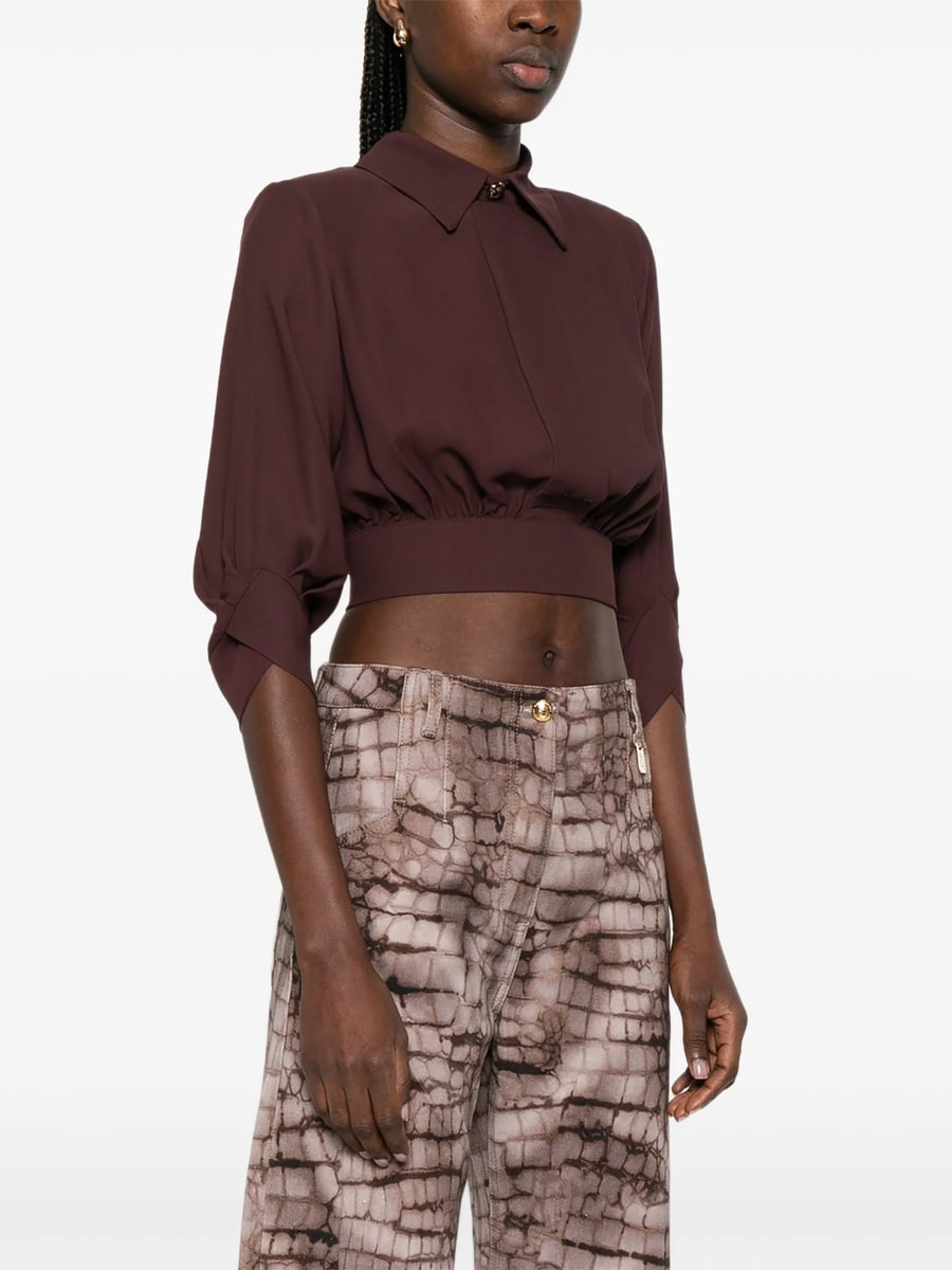 Elisabetta Franchi Elisabetta Franchi Blouse In Georgette Fabric With Sash Belt, view 5