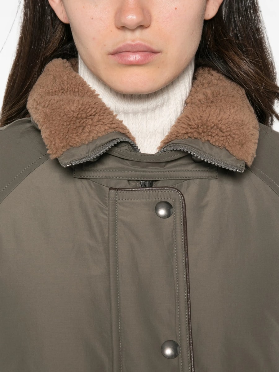 Brunello Cucinelli Brunello Cucinelli Shearling-collar Press-stud Jacket, view 5
