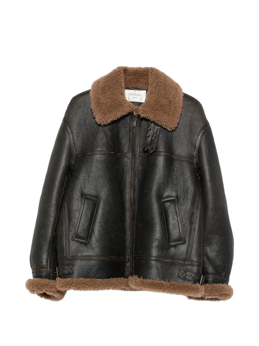Saint Laurent Saint Laurent Shearling-trim Leather Jacket