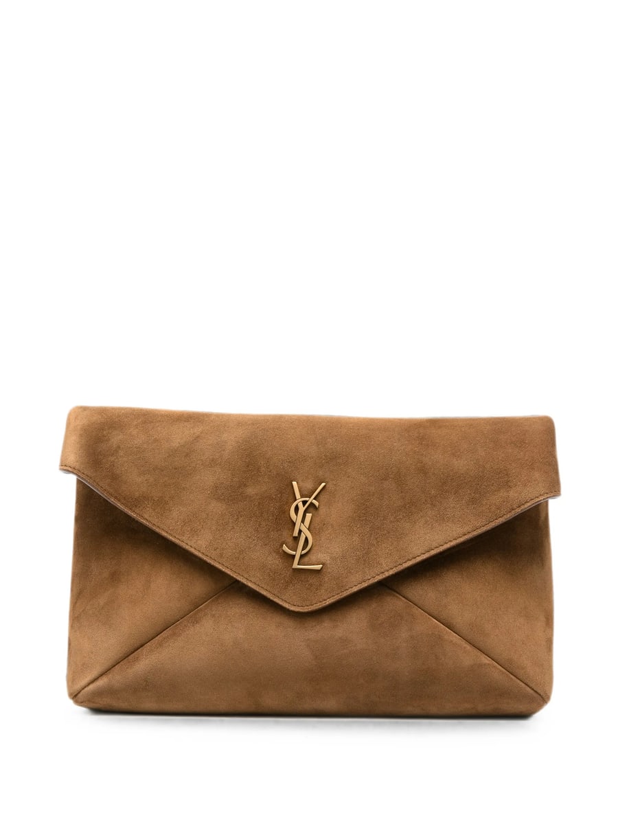 Saint Laurent Saint Laurent Large Cassandre Suede Clutch Bag