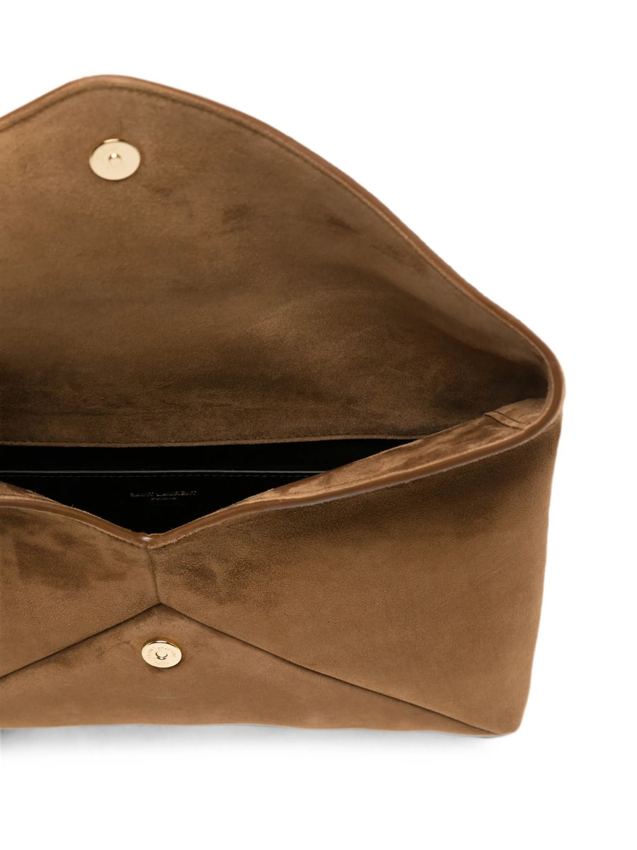 Saint Laurent Saint Laurent Large Cassandre Suede Clutch Bag, view 5