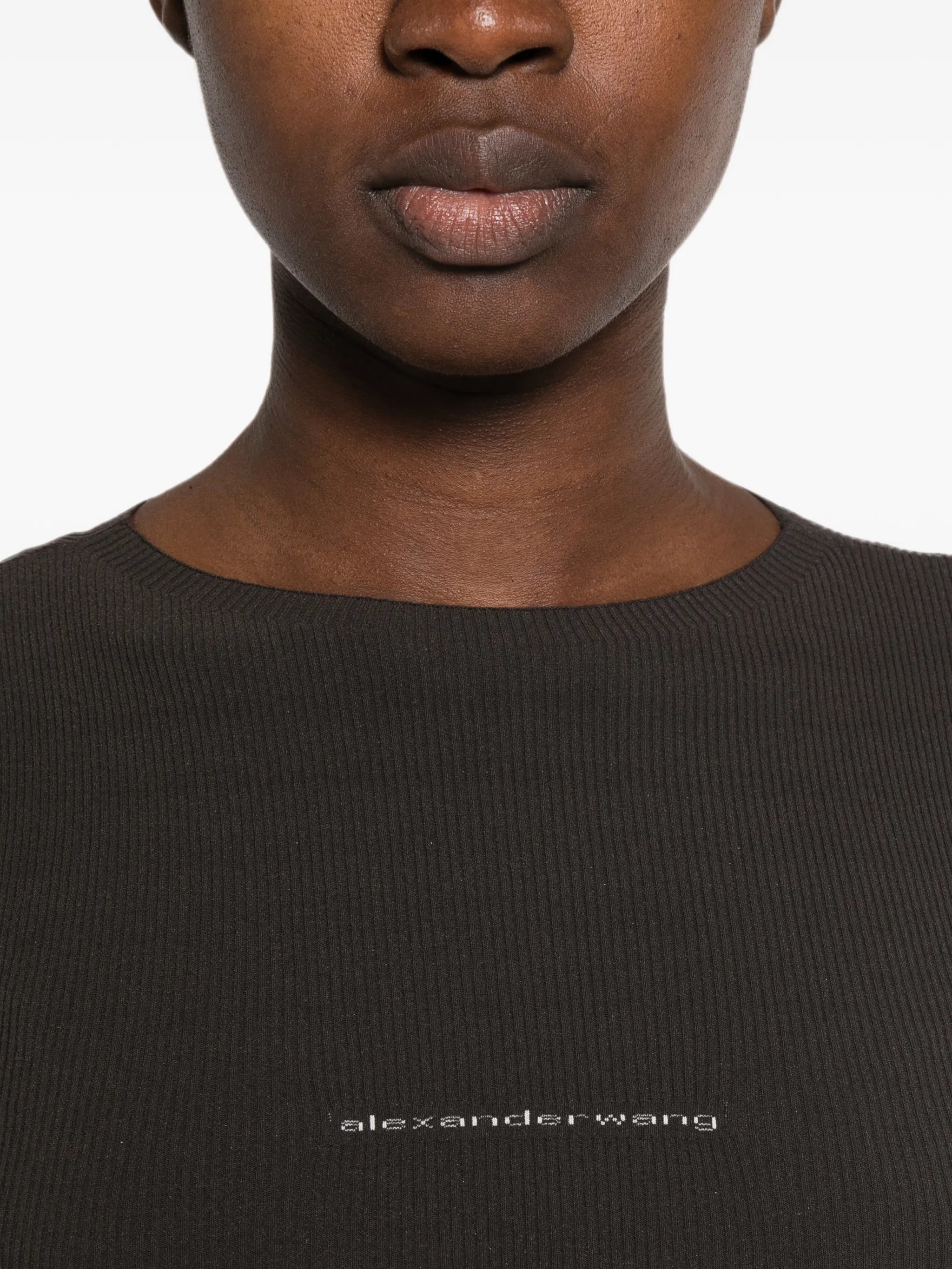 Alexander Wang Alexander Wang Ribbed-knit Logo-print T-shirt, view 2