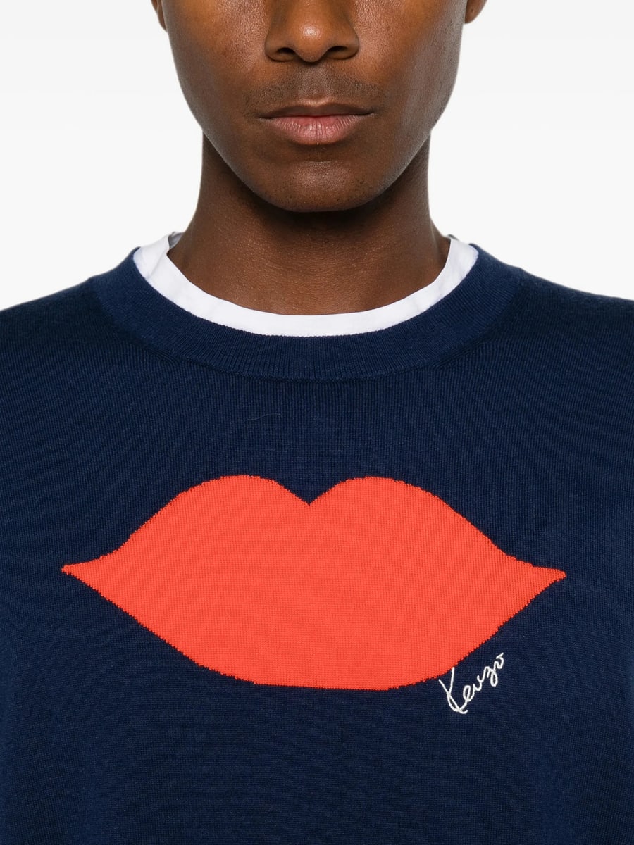 Kenzo Kenzo Lips-intarsia Short-sleeve Sweater, view 2
