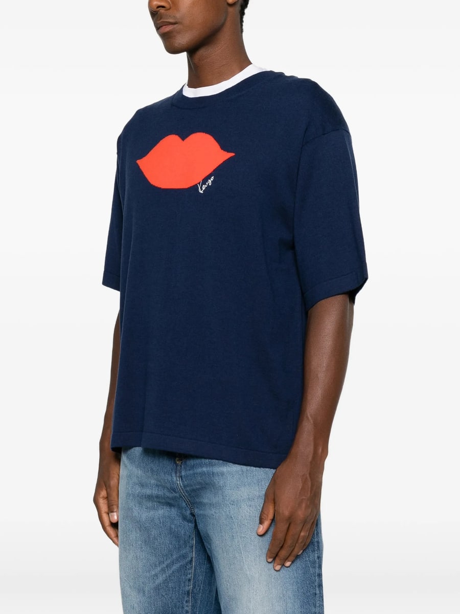 Kenzo Kenzo Lips-intarsia Short-sleeve Sweater, view 5
