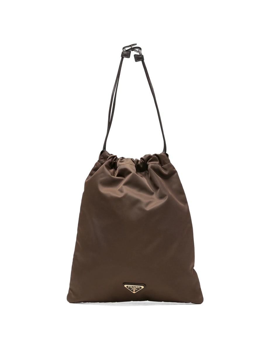 Prada Prada Logo-plaque Drawstring Tote Bag