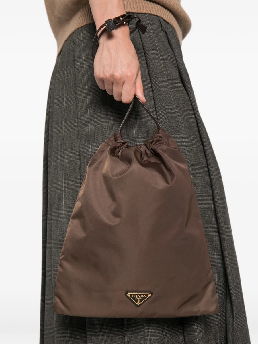 Prada Prada Logo-plaque Drawstring Tote Bag, view 2