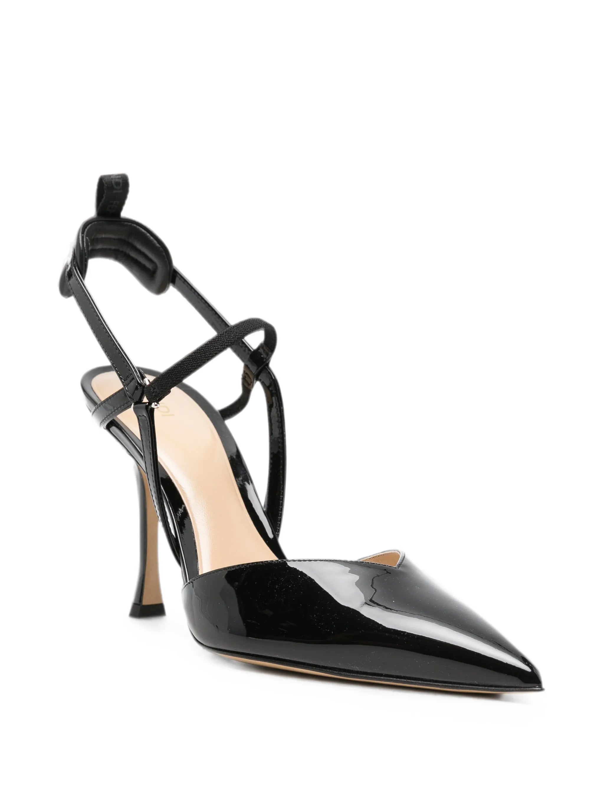 Fendi Fendi Very Colibrì Black Patent Leather High-heeled Slingbacks Pumps, view 2