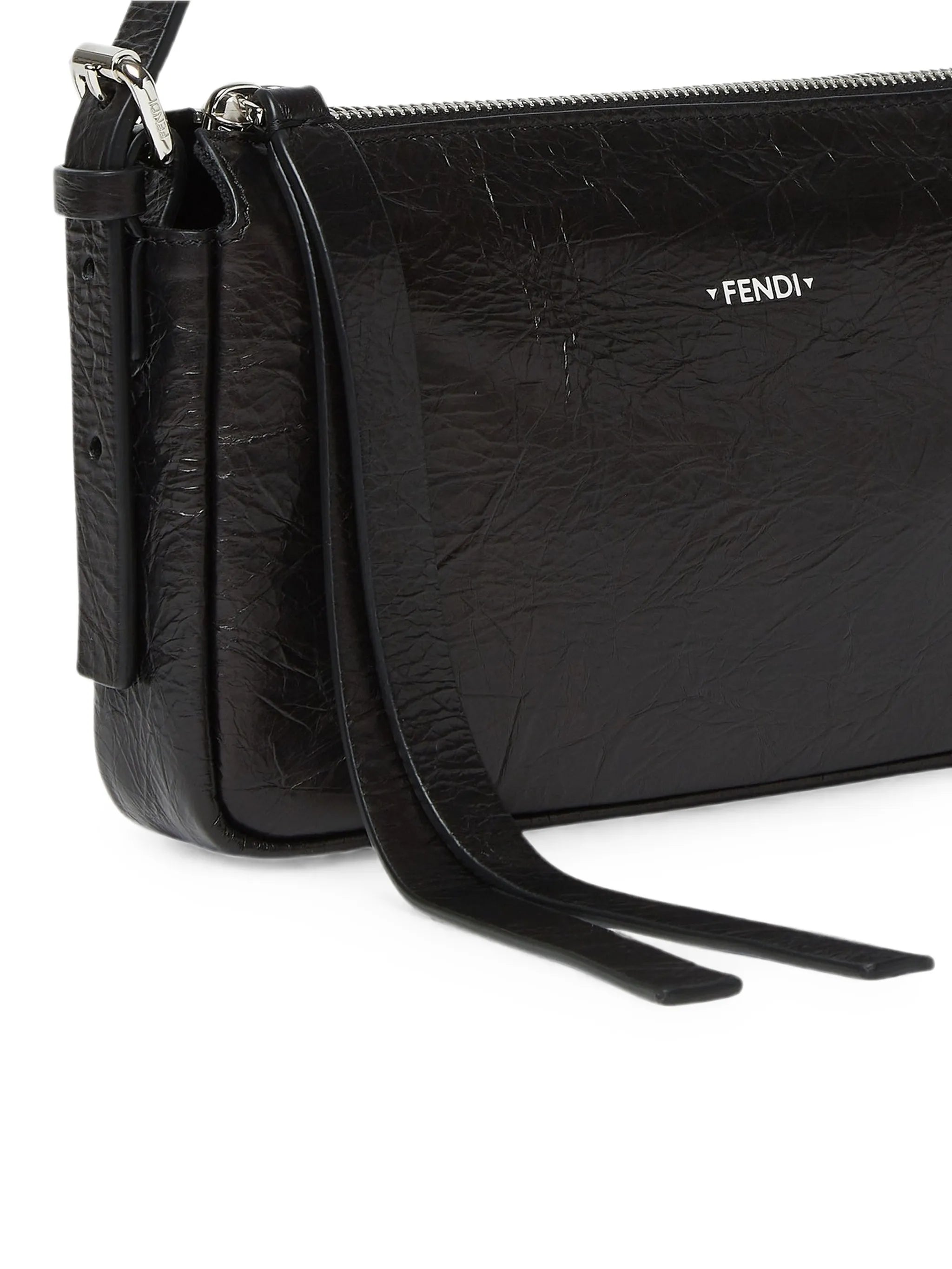 Fendi Fendi Small Zip Top Crinkled-leather Shoulder Bag, view 2